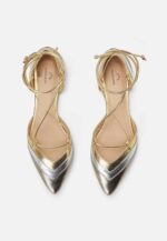 Cereja Gold Leather Tie-Up Flat Sandals - Image 2