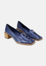 Cordía Blue Leather Loafers – 4cm Block Heel - Image 2