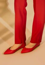 Hamelia RedLeather Ballerinas – Pointed-Toe Studs - Image 2