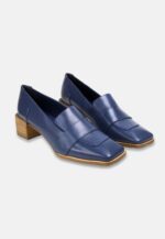 Louro Loafers in Blue Calf Leather – 4cm Block Heel - Image 2
