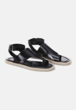 Paineira Black Leather Toe-Ring Flat - Image 2