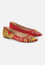 Pindaiva Red Suede Embroidered Ballerinas - Image 3