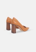 Plinia Leather Block Heel Pumps – 8.4cm Brown - Image 2