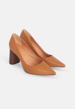 Plinia Leather Block Heel Pumps – 8.4cm Brown - Image 3