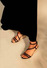 Romã Black Leather Espadrille Wedges – Jute Platform - Image 4
