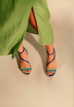 Romã Blue Leather Espadrille Wedges – Jute Platform - Image 2