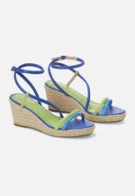 Romã Blue Leather Espadrille Wedges – Jute Platform - Image 4