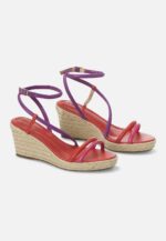 Romã Pink Leather Espadrille Wedges – Jute Platform - Image 4