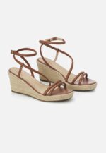 Romã Brown Leather Espadrille Wedges – Jute Platform - Image 4