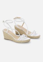 Romã White Leather Espadrille Wedges – Jute Platform - Image 2