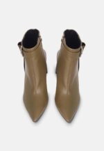 Salvia Leather Ankle Boots – 9cm Pointed Toe Green - Image 3