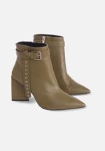 Salvia Leather Ankle Boots – 9cm Pointed Toe Green - Image 2