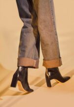 Senna Goat Black Leather Boots – Block Heel - Image 4