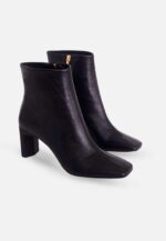 Senna Goat Black Leather Boots – Block Heel - Image 2