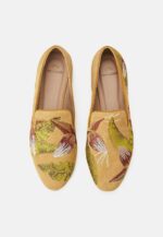 Canela Suede Yellow Leather Embroidered Loafers - Image 3