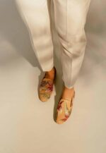 Canela Suede Yellow Leather Embroidered Loafers - Image 5
