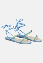 Urucum Blue Leather Lace-Up Sandals - Image 3
