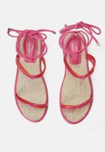 Urucum Pink Leather Lace-Up Sandals - Image 2