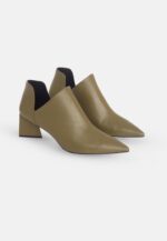 Maranta Olive Sheepskin Ankle Boots – 6.3cm Pointed Block Heel - Image 3