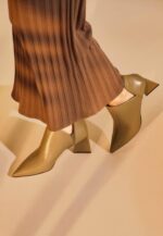 Maranta Olive Sheepskin Ankle Boots – 6.3cm Pointed Block Heel - Image 4