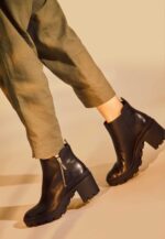 Sophora Goat Leather Ankle Boots – 9cm Round-Toe Block Heel - Image 4