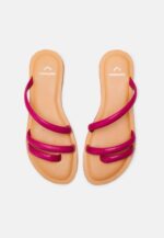 Cacau Calf Pink Leather Three-Strap Slide Sandals - Image 2