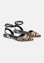 Palmito Animal Print Calf Leather Flat Sandals – Pointed Toe Ankle Strap - Image 3