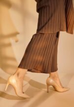 Beri Leather Stiletto Pumps – 8.7cm Beige - Image 3