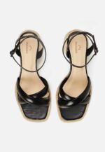 Marica Leather Sandals – 7cm Block Heel Black - Image 2