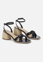 Marica Leather Sandals – 7cm Block Heel Black - Image 3