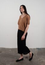 Pull col V à manches chauve souris femme en cachemire & laine ultrafin camel - KELLY 6 - Image 2