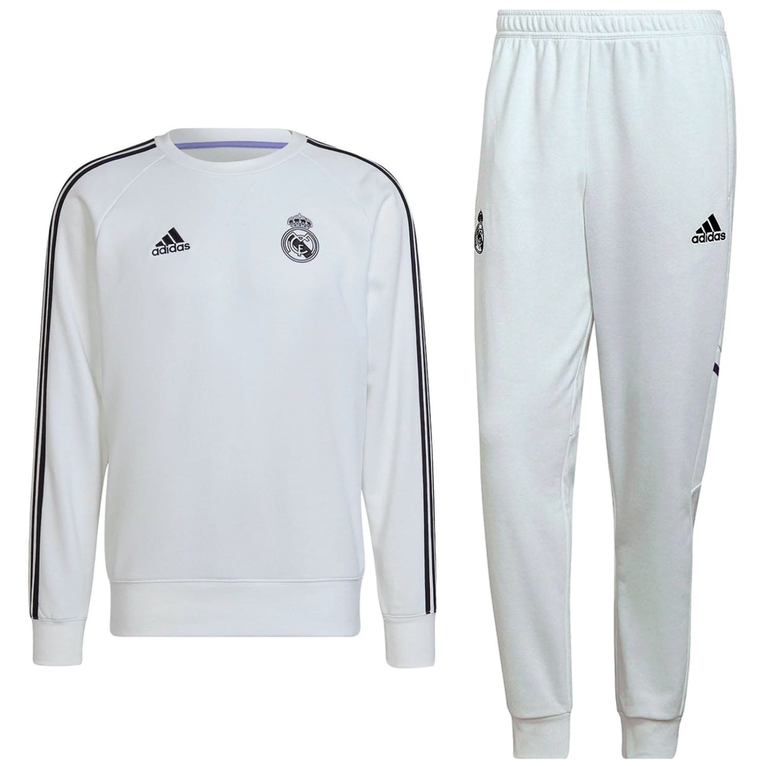 real-madrid-training-sweat-tracksuit-2022-white-sweater.jpg Real Madrid white training sweat Soccer tracksuit 2022/23 - Adidas - Image 1