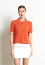 Polo manches courtes femme en cachemire mandarine - RIA 13 - Image 8