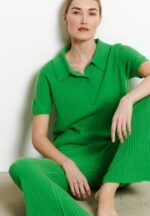 Polo manches courtes femme en cachemire vert pomme - RIA 13 - Image 5