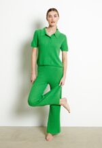 Polo manches courtes femme en cachemire vert pomme - RIA 13 - Image 4