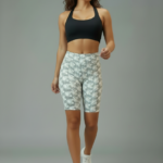 ELENY-01 fekete-Geometriai mintás short-magas derekú, biciklis nadrág