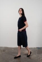 T shirt col rond manches courtes femme en cachemire & laine ultrafin bleu marine & rouge bordeaux - KELLY 1 - Image 5