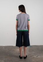 T shirt col rond manches courtes femme en cachemire & laine ultrafin lavande & vert - KELLY 1 - Image 3