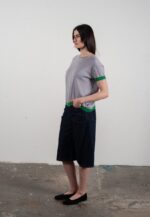 T shirt col rond manches courtes femme en cachemire & laine ultrafin lavande & vert - KELLY 1 - Image 2
