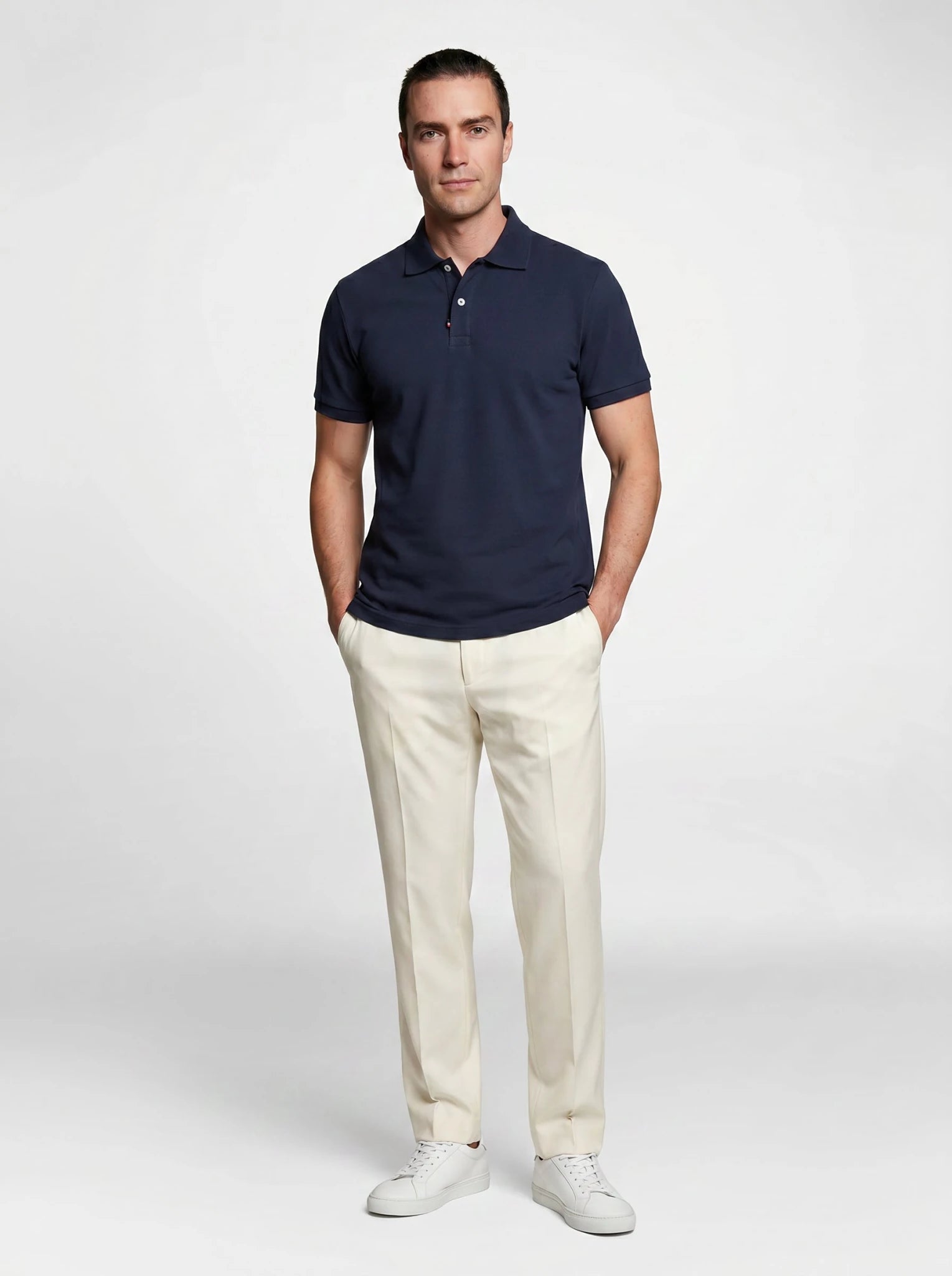 tryon_98422.jpg Straight Cut Pants - 100% Thick Cotton, Made in France - Image 1