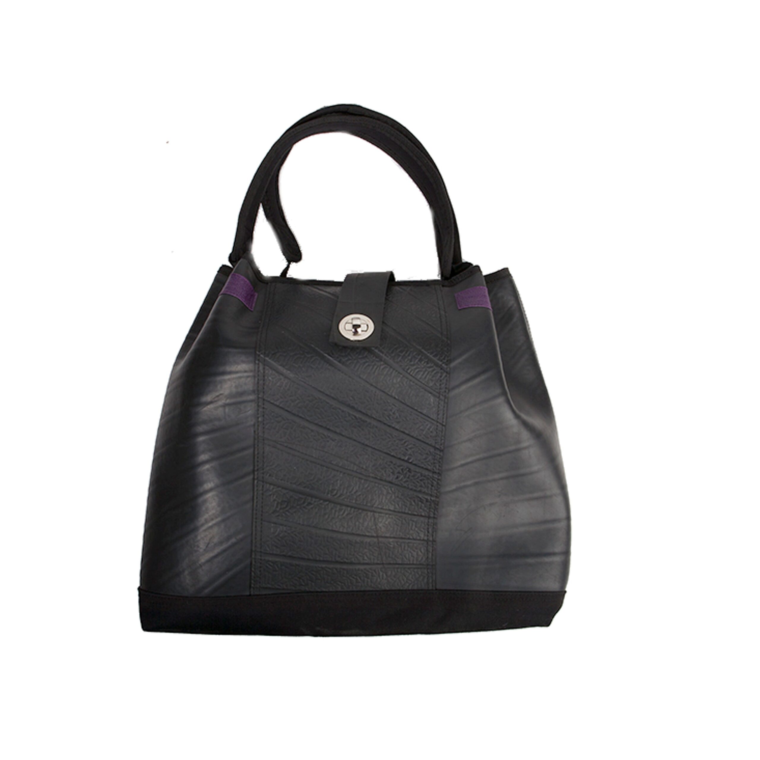 vendor-recycled-rubber-tote-bag-black-textured-handles.jpg Anna Recycled Rubber Vegan Tote Bag (2 Colours Available) - Image 1