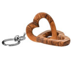 Olive wood keychain with connected hearts - a gift for multiple occasions