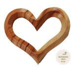 Olive wood heart in a modern shape, 7 x 6.50 cm