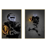 Poster Football Spieler mit Neon leuchtenden Ball und Helm als Deko Print ohne Rahmen