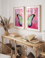 2er  Vogue Schmetterling Poster · 2er  Wandbilder · Ästhetische Butterfly Illustration · Fashion Poster Stil · Moderne Wandkunst · Print ohne Rahmen - Image 5
