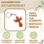 Schlüsselanhänger Kreuz in Engel-Form aus Olivenholz | Schutzengel Glücksbringer als Geschenk zur Taufe, Kommunion & Geburtstag - Image 2