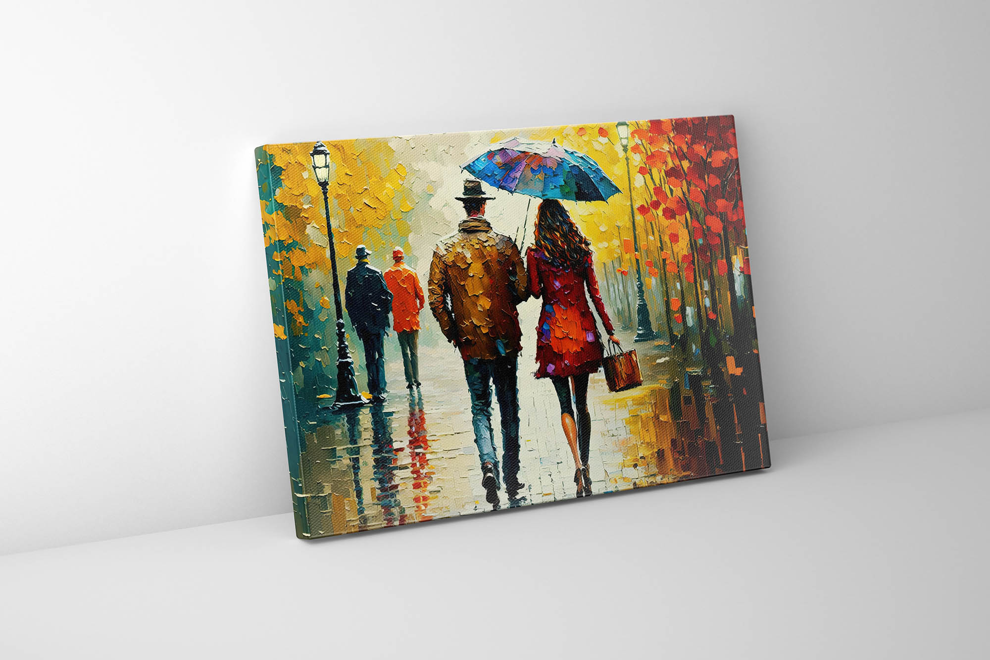 4836-1061.jpg Couple In Fall- Vintage Artwork-Wall decor-Canvas Print Painted - Image 1