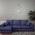 Vidaxl 3D Wall Clock 100cm XXL Modern Silver Color