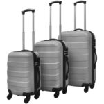 Vidaxl 3-piece hard suitcase set 45.5 55 66 cm silver-colored