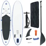 Vidaxl inflatable stand up paddleboard set, blue and white